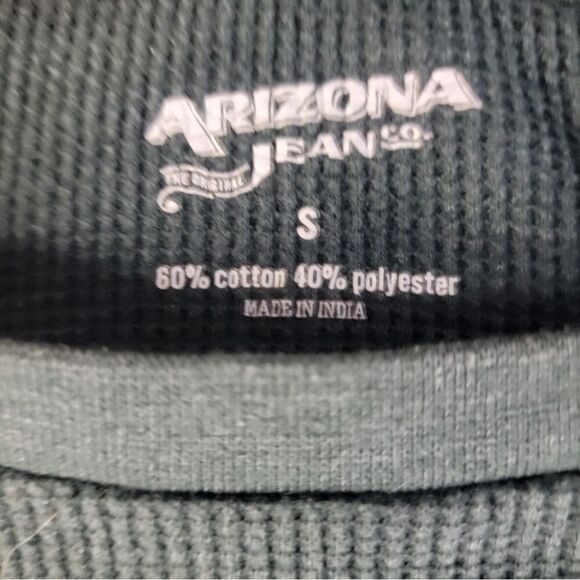 Arizona Jean Co Men's Shirt Small Green Long Sleeve Thermal Crew Neck Waffle - Picture 7 of 13